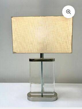 Pair of Modern Glass Table Lamps with Cream Shades